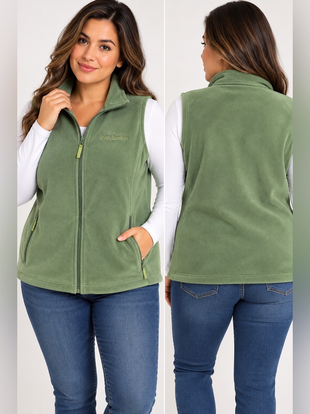 Columbia Women’s Sage Green Fleece Full Zip Vest XXL